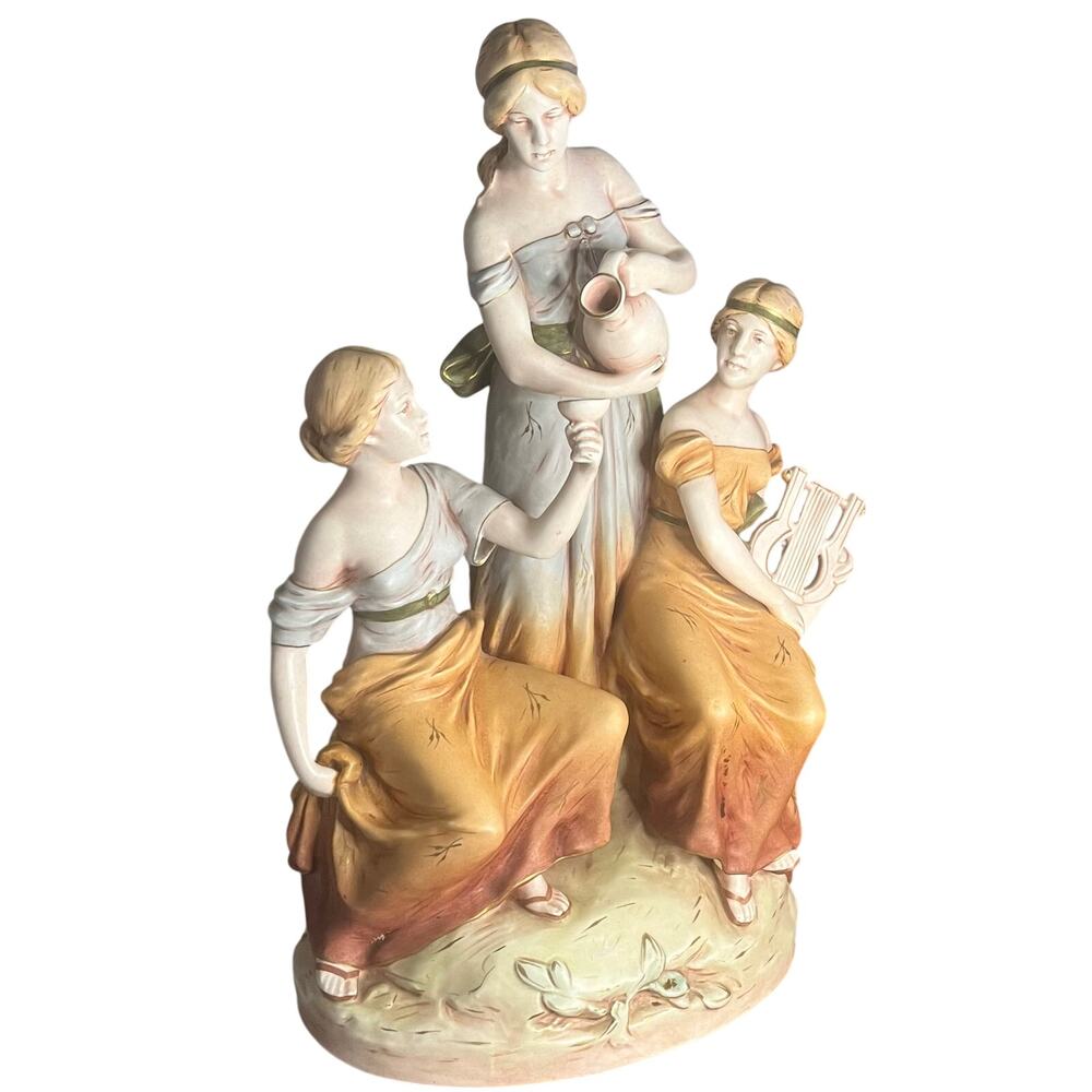 Royal Dux Bohemia Large 18.5" Porcelain Figural Group Three Greek Maidens #15163